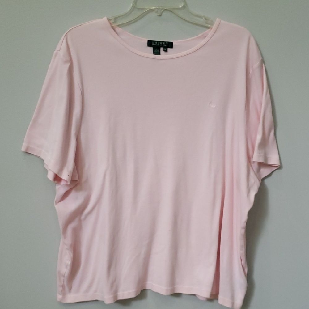 Ralph Lauren Top Womens 3X Light Pink Tee Normcore Basic Layer Elle Woods